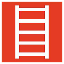 Знак F03 Пожарная лестница, 200х200 мм, на пленке световозвращающей самоклеящейся полимерной ГОСТ 12.4.026-2015