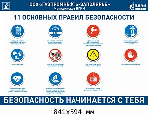 Стенд информационный "11 Основных правил безопасности"