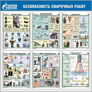 Стенд Безопасность сварочных работ, 6 плакатов А3, Логотип (1000х1000; Пластик ПВХ 4 мм, пластиковый профиль; Пластиковый)